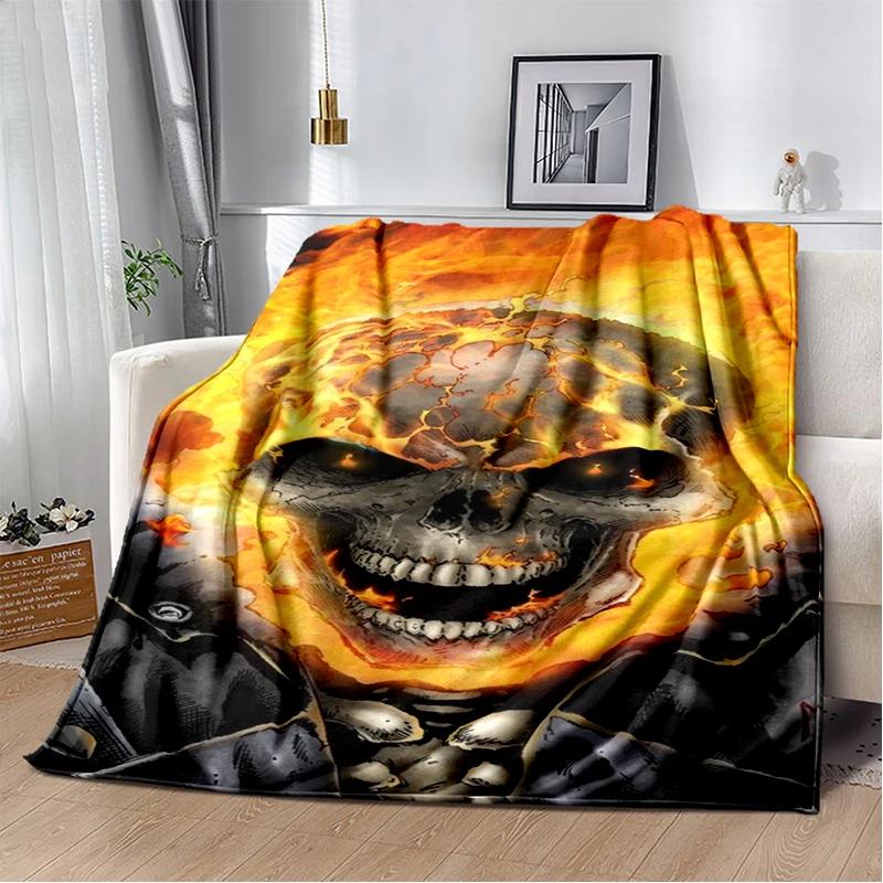 2026 New Marvel Horror Ghost Rider Cartoon Gift Soft Blanket,Soft Throw Blanket for Home Bedroom Bed Sofa Picnic Child Cover Kid
