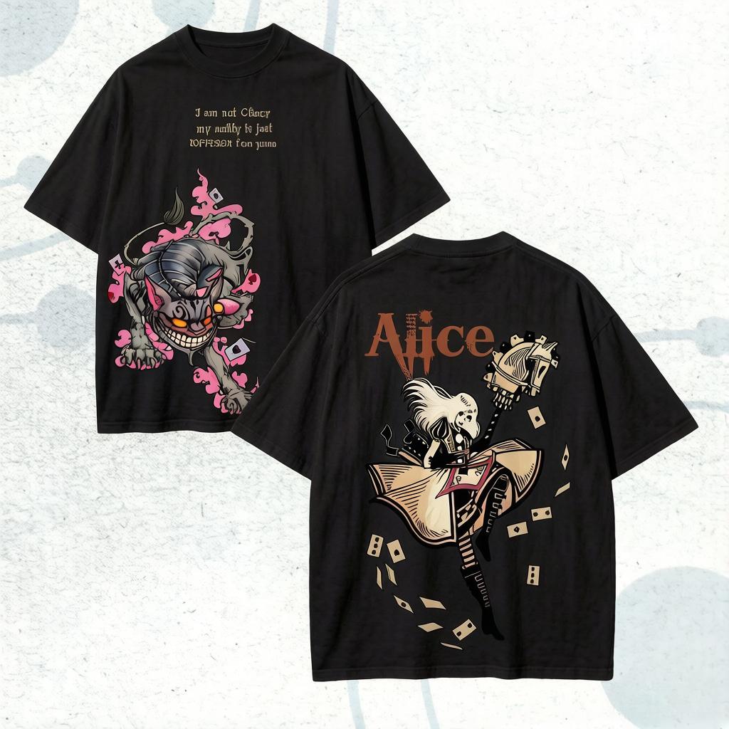 

Футболка Alice Madness Returns Для Пар Большого Размера Унисекс Одежда с Индивидуальностью Круглогодичная Одежда Классическая Высококачественная Мягкая S