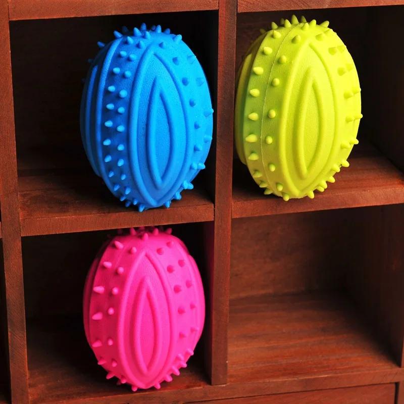 Pet Small Dog Treats Rugby Ball Puppy Interactive Toy Ball Training Toy for Large Dog Chew Hedgehog Toy Tooth Cleaning Bite Ball