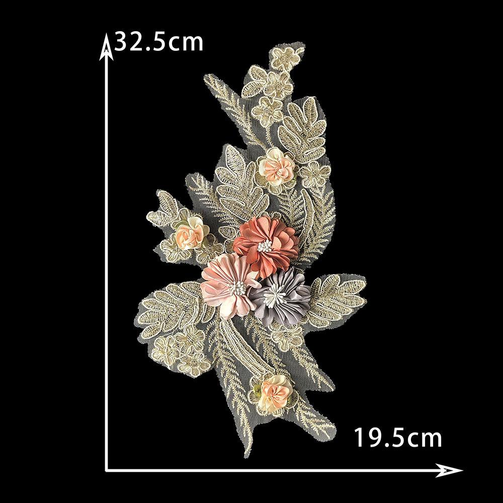 Golden Yellow I Water-Soluble Embroidery Three-Dimensional Lace Bead Sticky Flower Diy Sewing Decoration With Clothing Accessories Lace
