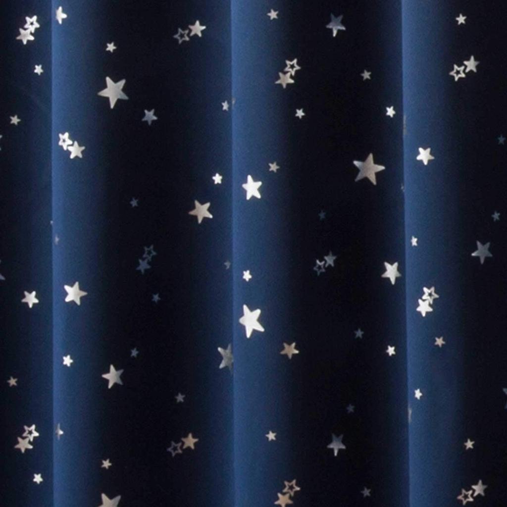 Grade 1 Blackout Thermal Insulating Foil Print Star Planet Pattern Navy Blue Curtains 100cm Wide X 110cm 2 8 Sizes Available Long, Panels,