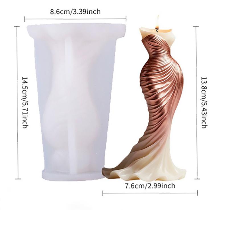 

Wedding Dress Candle Mold Bridal Gown Silicone Mold DIY Aromatherapy Wax Plaster Resin Craft Valentine Gift Home Decor білий