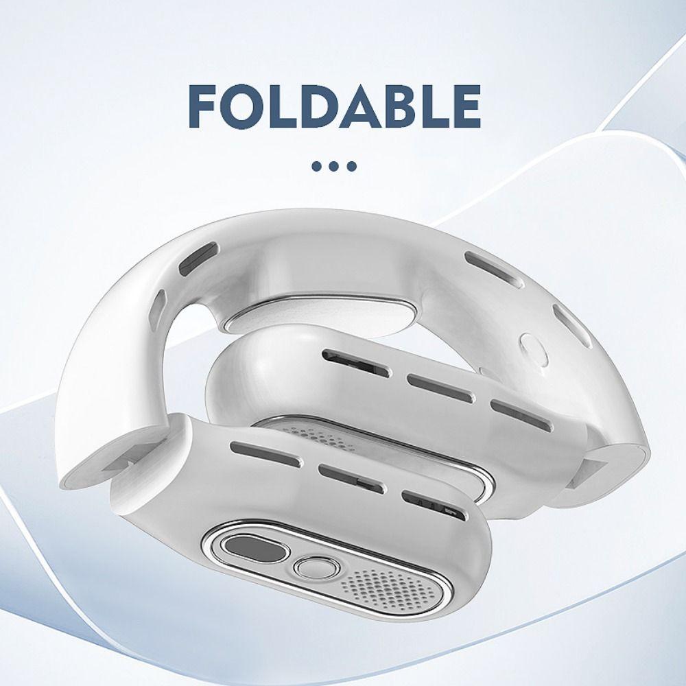 Foldable Design Portable Neck Fan Digital Display USB Charging Fan Neck Cooling Fan  Outdoor Travel