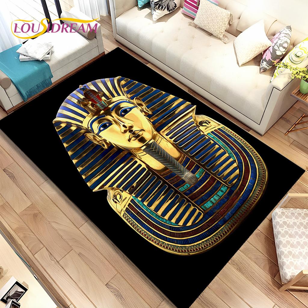 Egyptian Mythology Pharaoh Hieroglyphics Area Rug,Carpet for Home Living Room Bedroom Sofa Doormat Decor,kids Non-slip Floor Mat