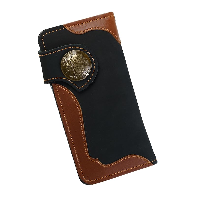 

[Sasical] bikers wallet long wallet riders wallet American casual leather wallet bi-fold wallet men s genuine leather leather wallet cowhide men s