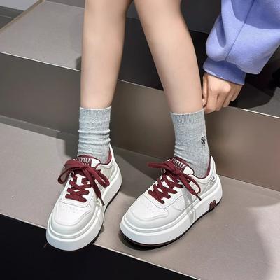 Little White Shoes Women's 2025 Autumn New Thick-soled Heightening Board Shoes Women's Versatile Flat-bottomed Breathable Casual Shoes