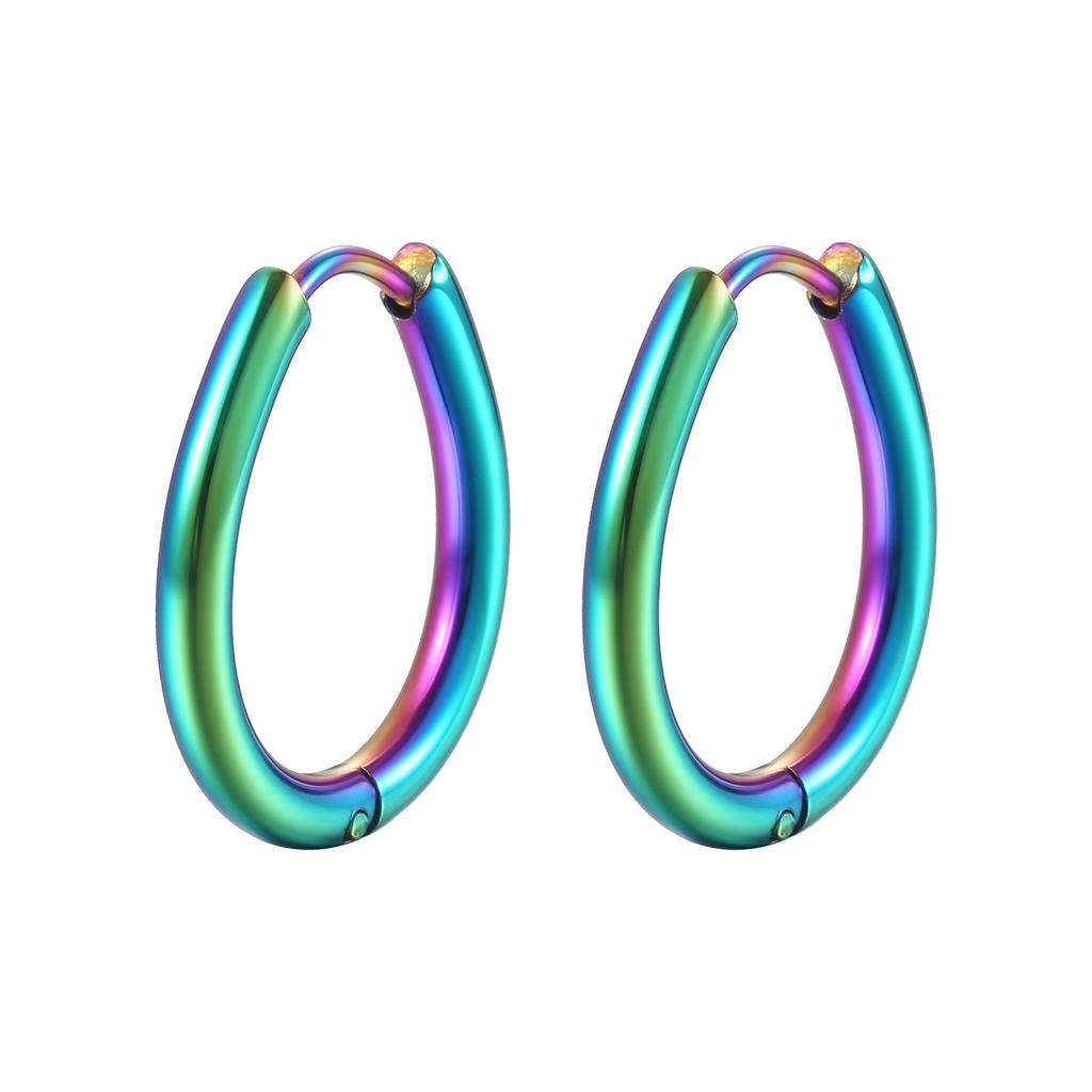 Titanium Steel Oval Water Drop Unisex Earrings, European American Fashion Irregular Ear Cuffs