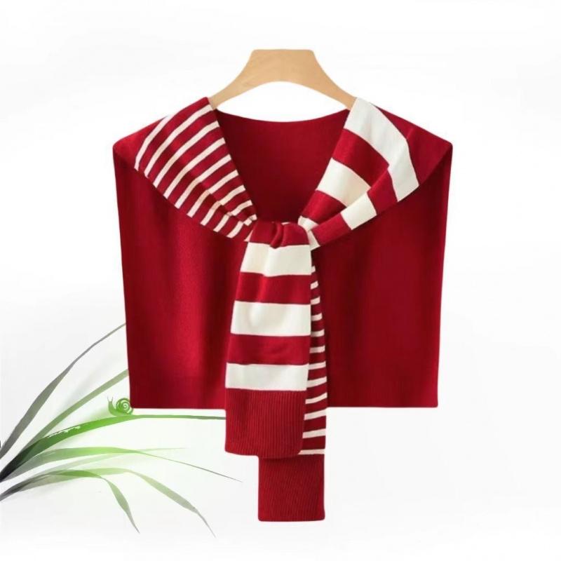 Elegant shawl paired with a shirt for spring and autumn 2026 New striped knitted scarf and shoulder protector dual-use cape