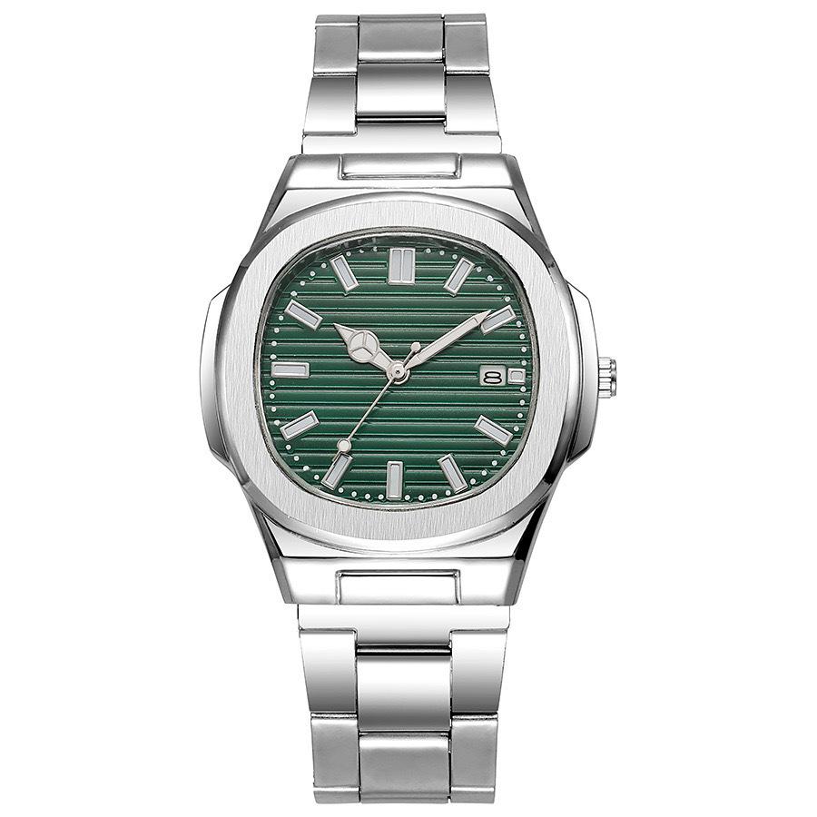2026 Men's Quartz Watch: Steel Band, Square Calendar, Cross-Border Hot Fashion.
