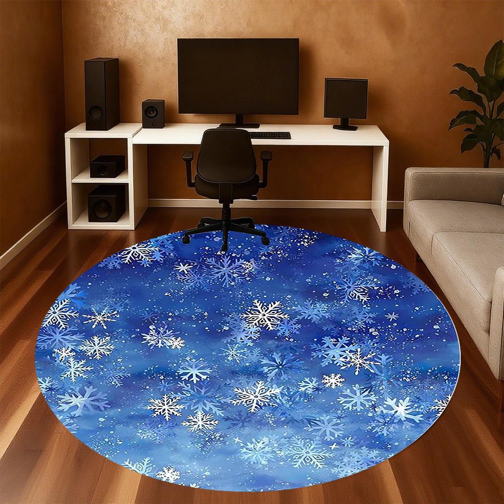 1pc Snowflake Winter Round Chair mat Area Rug - Non-Slip, Floor Mat for Office, Bedroom, and Indoor Decor c1125633