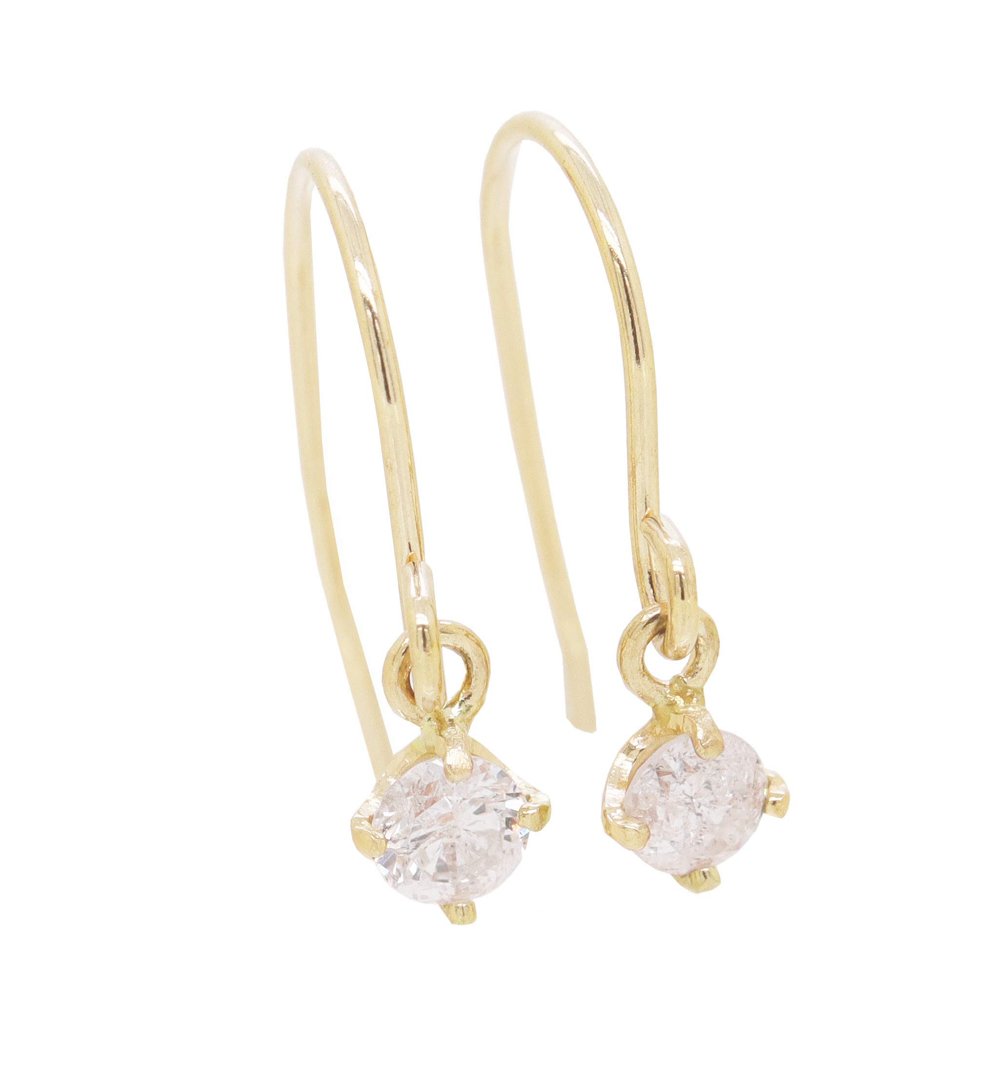 

1 diamond charm hook earrings [KASHIMA] K10/PG/WG/YG 0.1ct -etoile- (yellow gold)