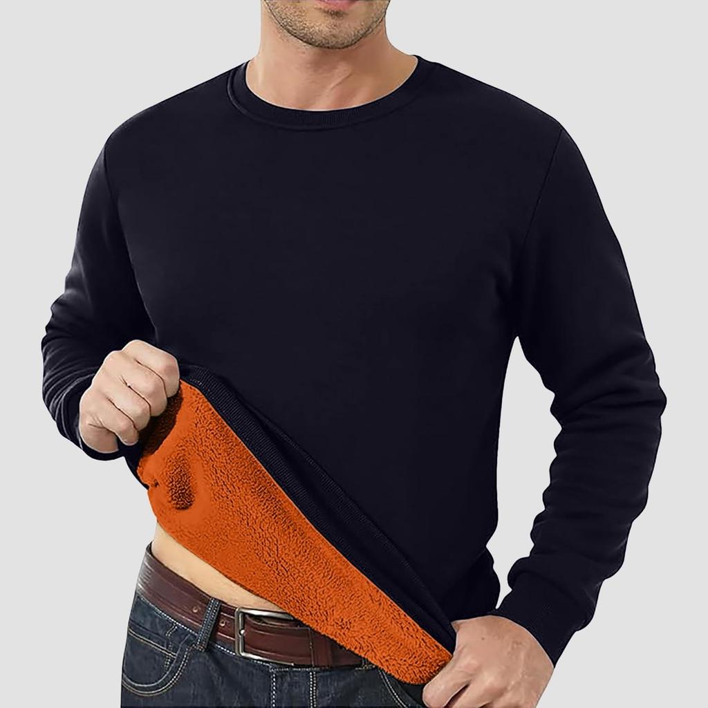 Men's Lined Sweatshirts Premium Heavy-weight Fleece Pullover Thick Thermal Sweatshirts