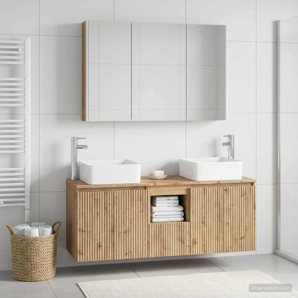 Bathroom Cabinet Set 4 pcs Artisan Oak Wood Based Material