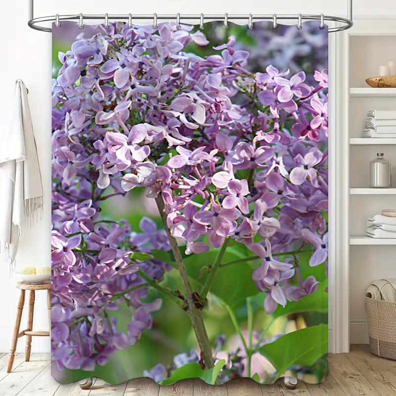 Beautiful Lavender Flowers Shower Curtain High-Quality Decorative Home Textile For Bathroom Pink Purple Floral Print Perfect Gif