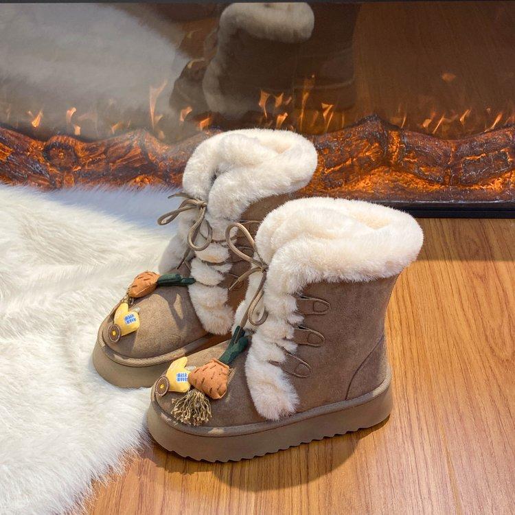 Snow boots women's 2025 autumn and winter new versatile thick-soled fluffy shoes with integrated fur and piled thickened Northeast cotton shoes