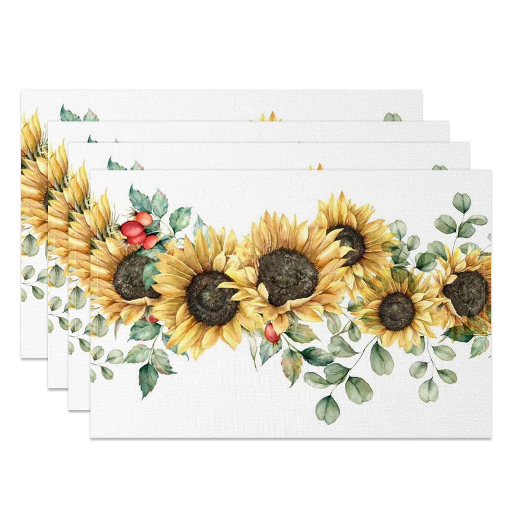 Bohemian Floral Placemats Delicate Daisy Rose Design Elegant Aesthetic Washable Table Mats for Dining Kitchen Tea Party Decor