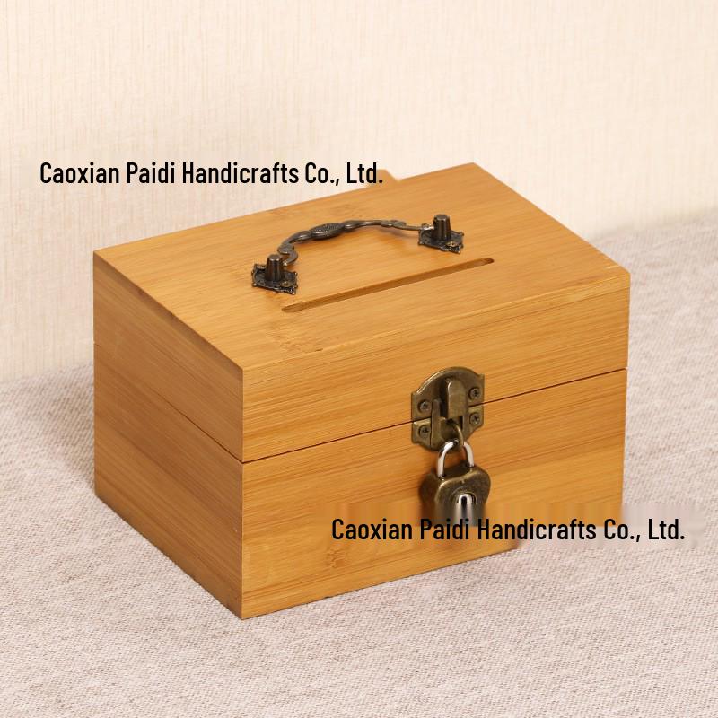 Ретро-деревянная копилка с замком - Детский сундук с сокровищами для хранения сбережений как