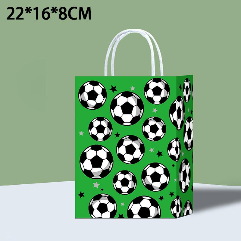 Football-Themed Tote Bag Party Football Pattern Gift Bag Sporty Shopping And Beverage Paper Bag