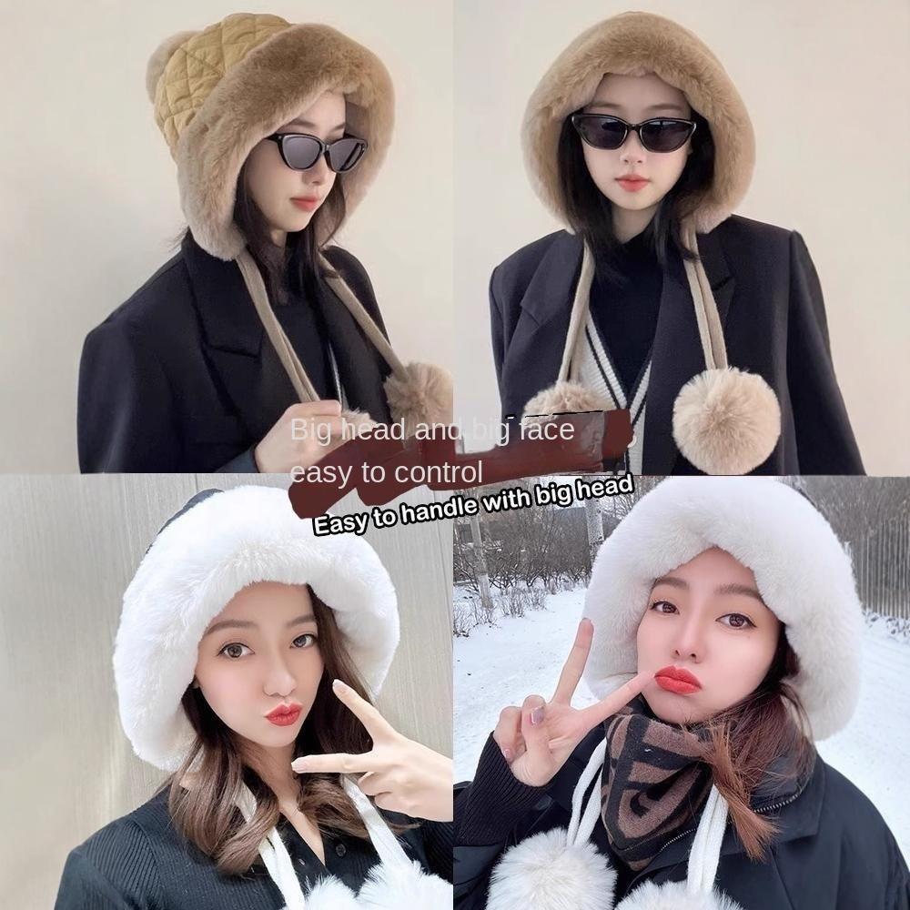 Solid Color Winter Hat for Women Keep Warm Plush Pullover Hat Simple Women Ear Protection Cap Girl