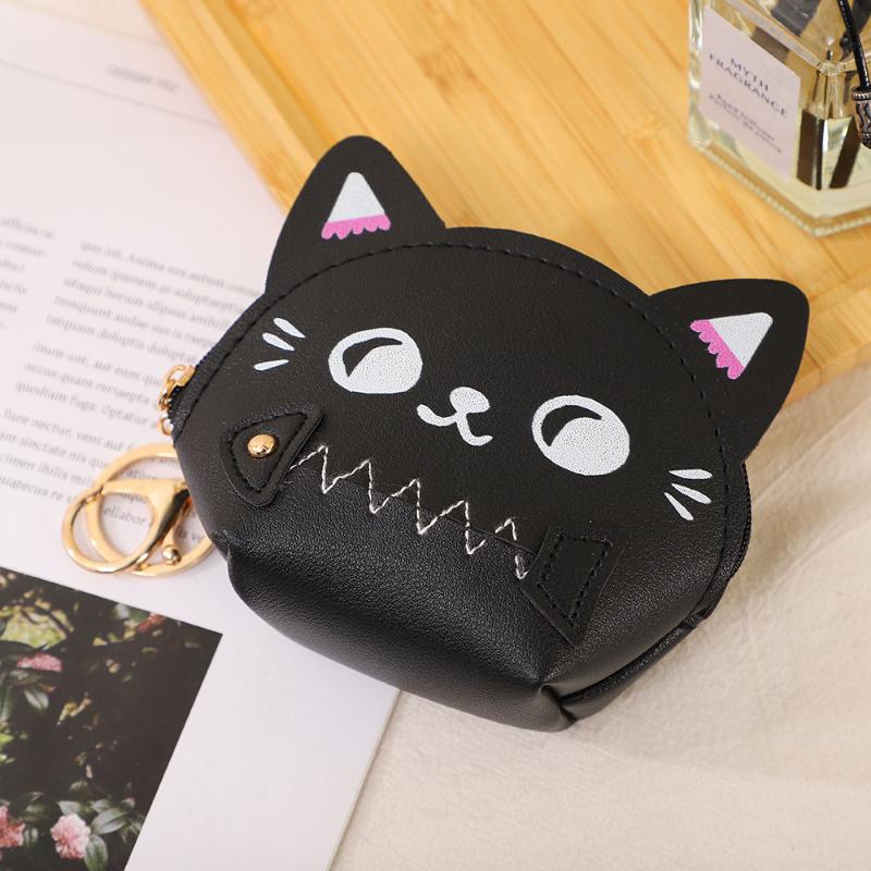 Cute Cartoon Cat Coin Bag Portable Earphone Storage Bag Small Square Bags Money Change Pouch Keychain Pendant