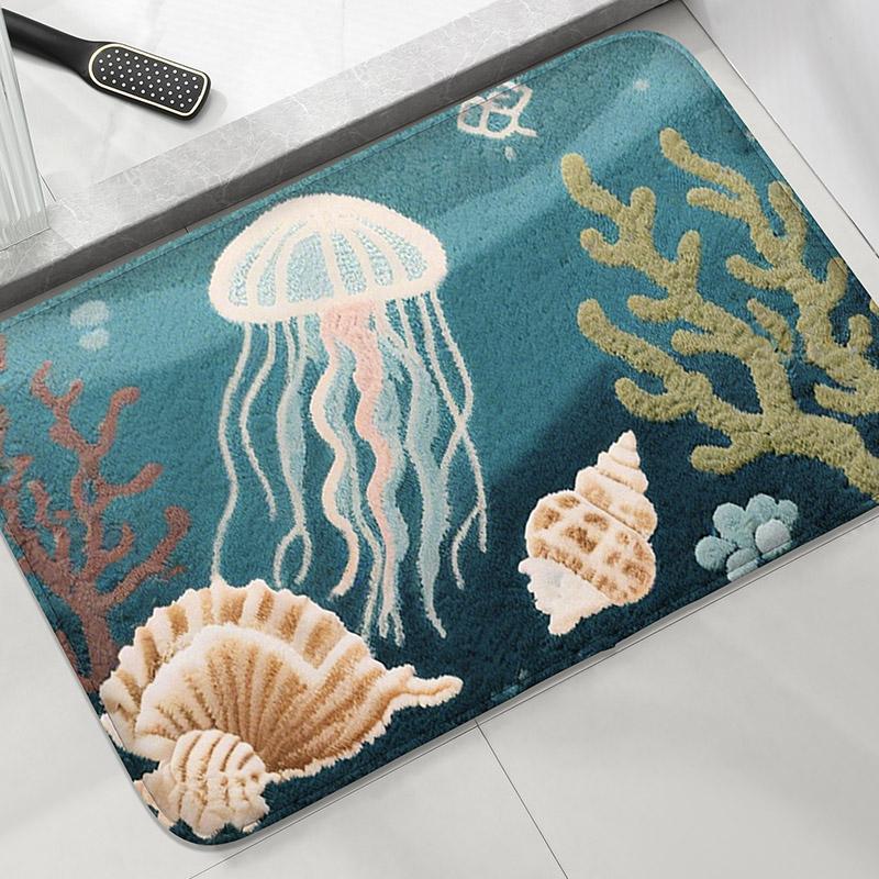 

Душевая комната с медузами, маленький коврик, туалет, впитывающий коврик для пола, коврик для домашнего декора, коврик для двери ванной комнаты, машинная стирка 50X80CM