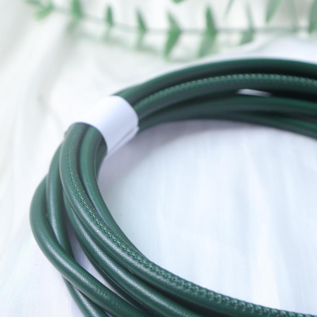 PU Leather Round Handle Strap with Lock Edge Stitching - DIY Traction Weaving Ornament E18