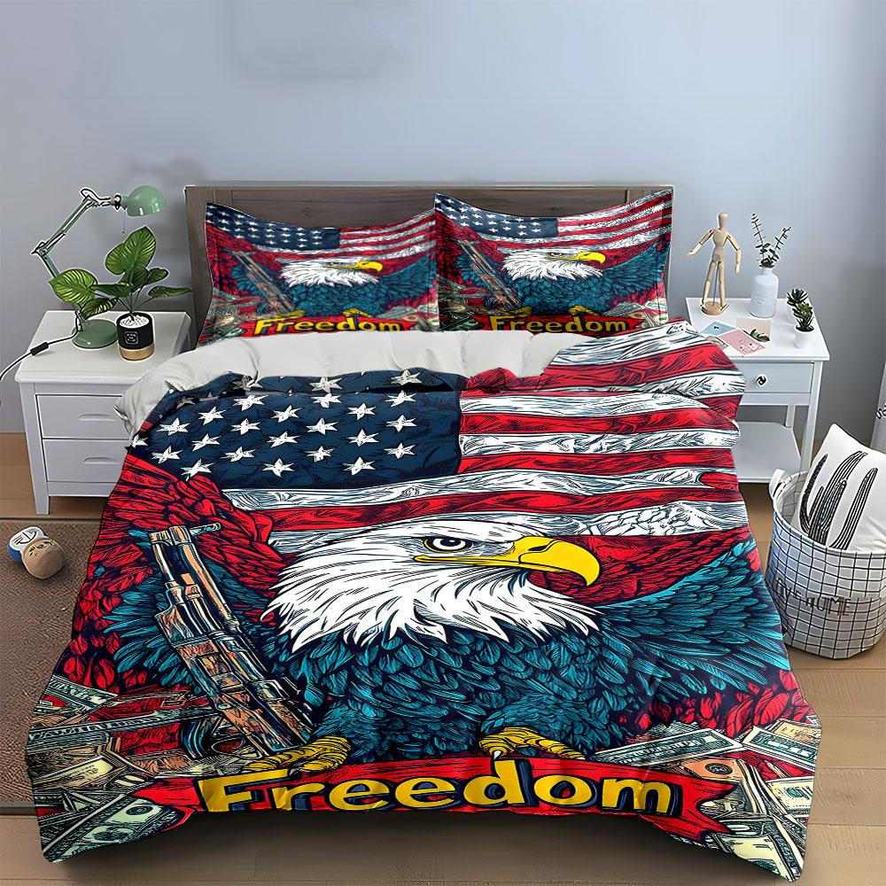 Eagle, Flag, Cash, "Freedom" Bedding Sets Duvet Cover Sets Duvet Covers Pillowcases(1 * Duvet Cover 2 * Pillowcases Without Duvet Insert)