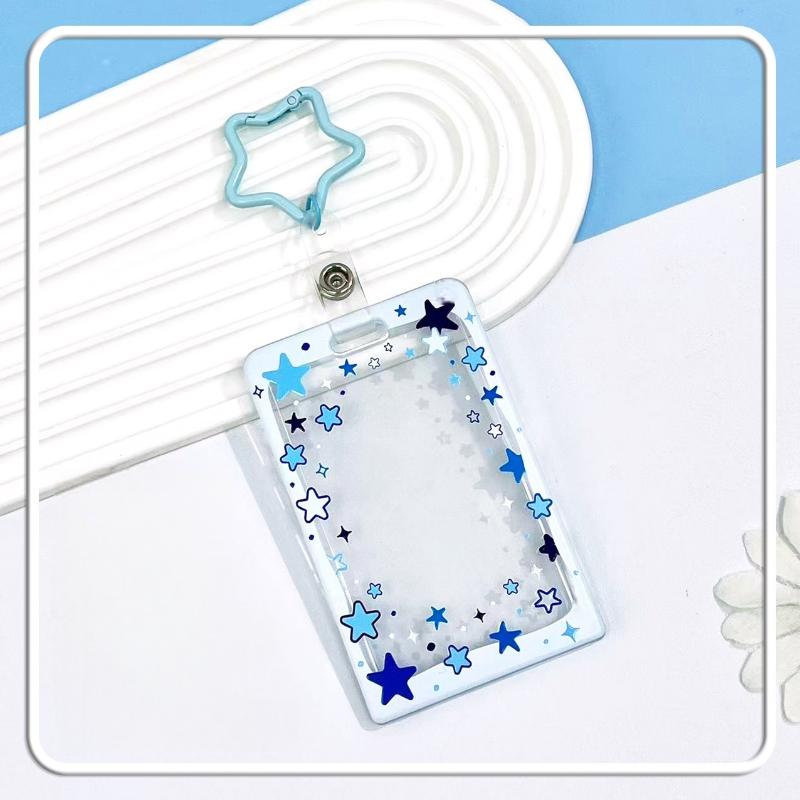 Star Sliding Cover Card Holder Transparent Portable Id Protector Kpop Photocard Photo Case Student School Card Bus Card Holder