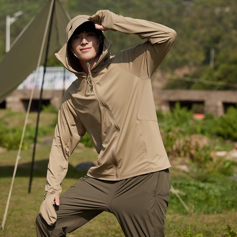 Vinyl Original Yarn Ice Silk Sunscreen Clothing Couple Summer Outdoor Fishing Clothing Men's UV Protection Skin Clothing UPF10 +