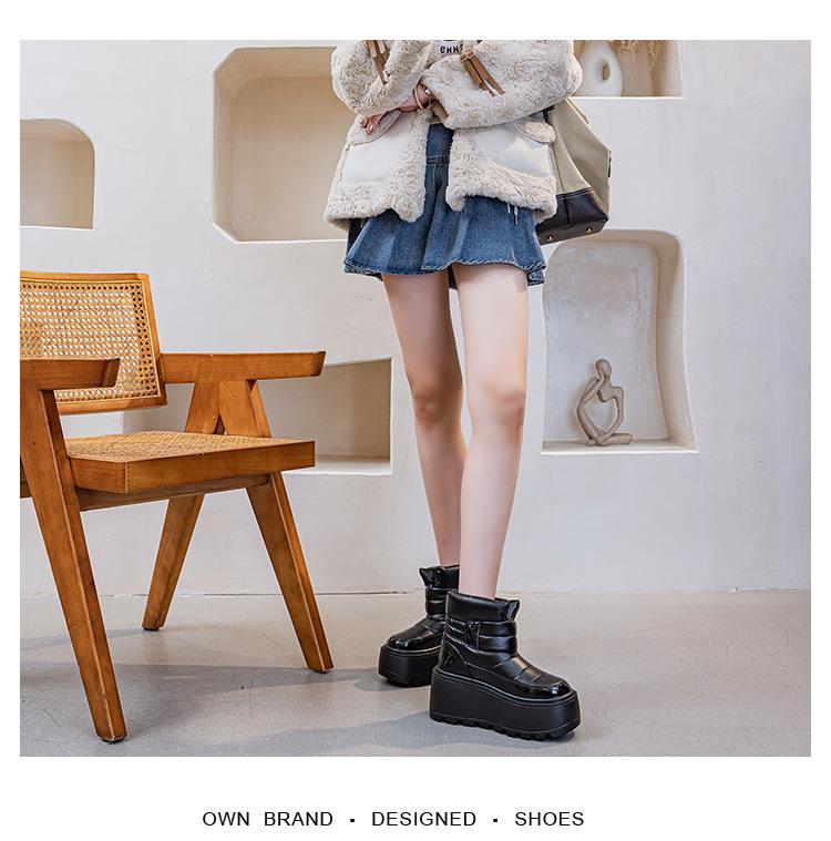 Women's Magic Tape Platform Snow Boots - 2025 Autumn/Winter Collection, Warm Round Toe Cotton Boots with Thick Sole.