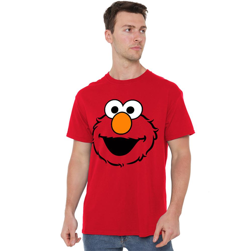 Sesame Street Unisex Adult Elmo Face Ringspun Cotton T-Shirt
