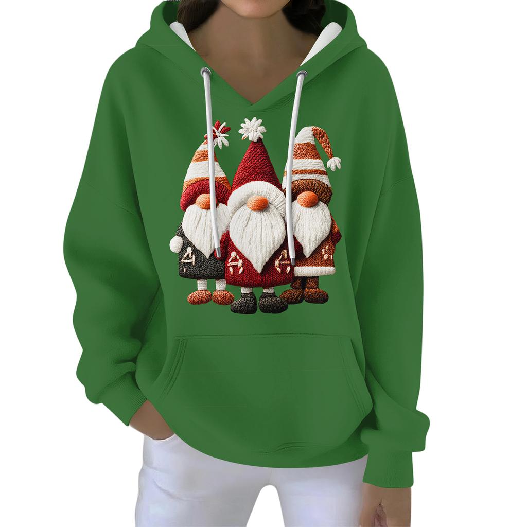 Christmas Hoodies For Women Funny Cute Printed Holiday Sweatshirt Winter Oversized Pullover Tops