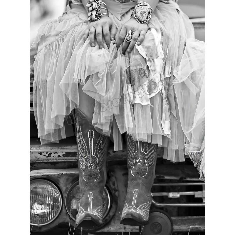 Retro Černobílý Divoký Západ Kovbojské Kovbojky Módní Fotografie Plakát Plátno Malba Nástěnné Umění Obrázky Domácí Dekorace