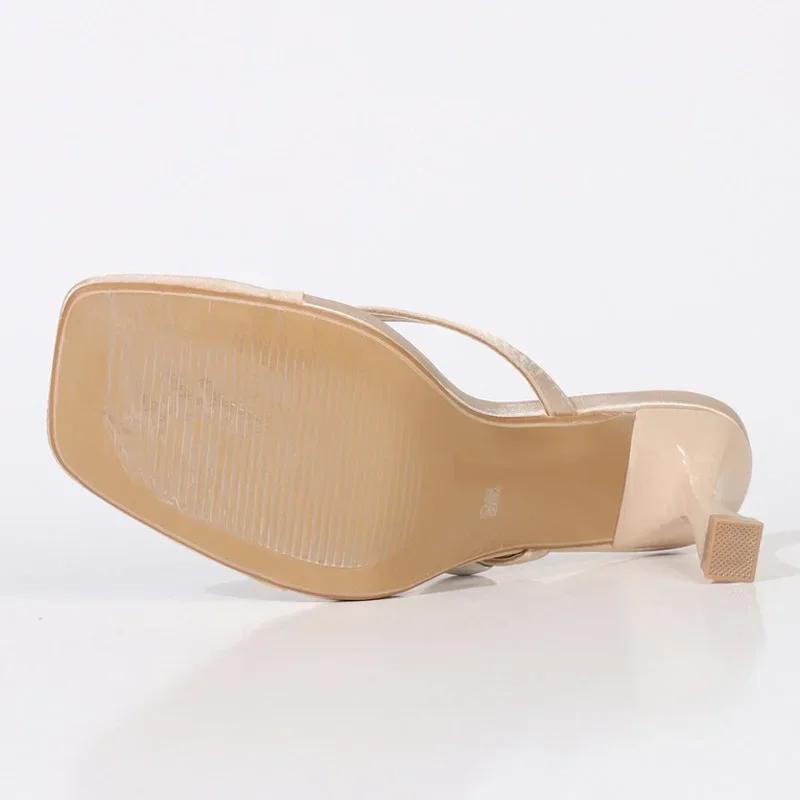 Fashion Metal Narrow Band Designer Flip Flops Women Summer Slippers Low Heels Gladiator Slide Sandals Ladies Shoes Sandalias De Mujer