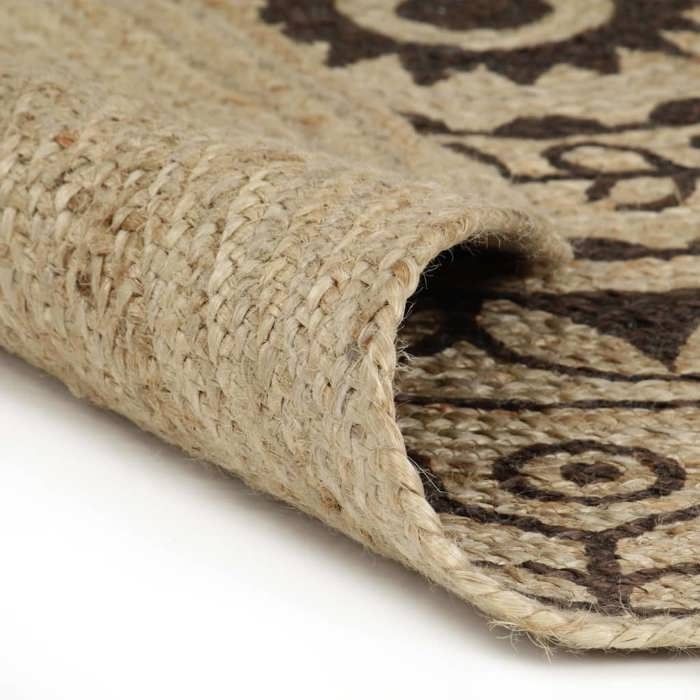 VidaXL Tapis Fait à la Main Jute avec Imprimé Moquette Carpette Plancher Coussin de Sol Salon Chambre à Coucher Intérieur 133706