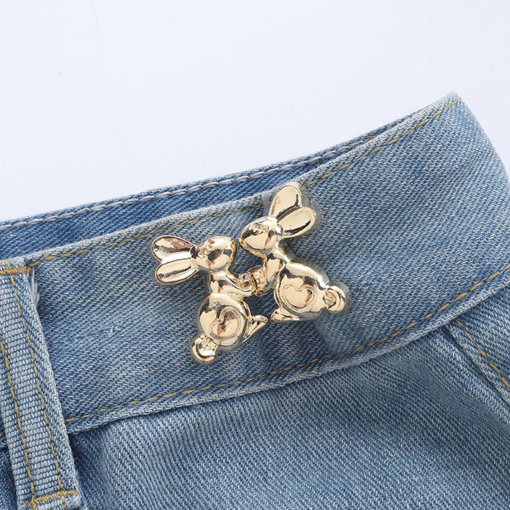 Waist Buckle Heart Rabbit Pants Button Tightener Jean Buttons for Loose Jeans  Waist Accessories