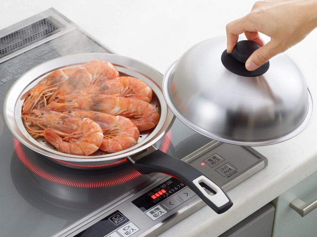 Yoshikawa Steamer for Frying Compatible with Frying Steaming Made In Stainless Steaming Easy Steaming Plate To Place On a Frying Steaming Plate To Use