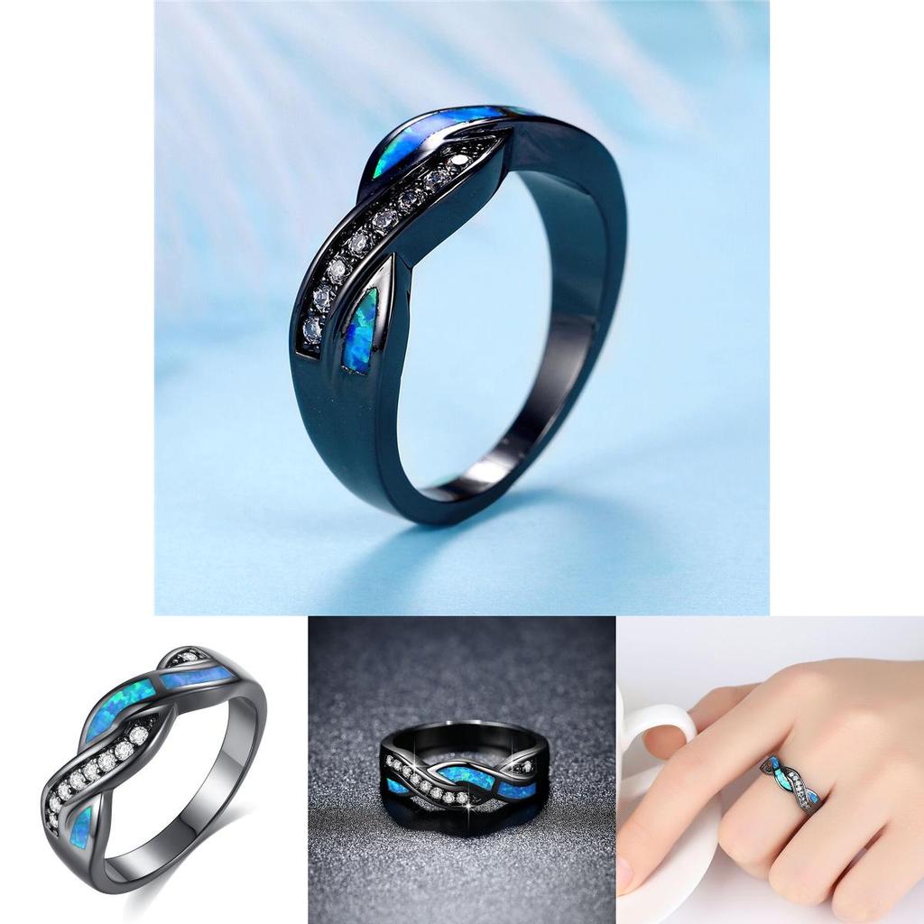 Elegant Blue Opal Ring For Women Featuring Floral Design And Luxurious Materials