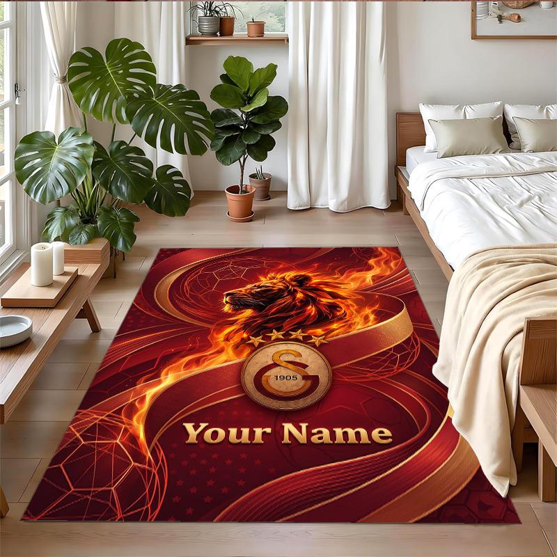 Crystal Velvet Rug Custom Name Text, Soft Non Slip Floor Mat Home DecorGalatasaray FC