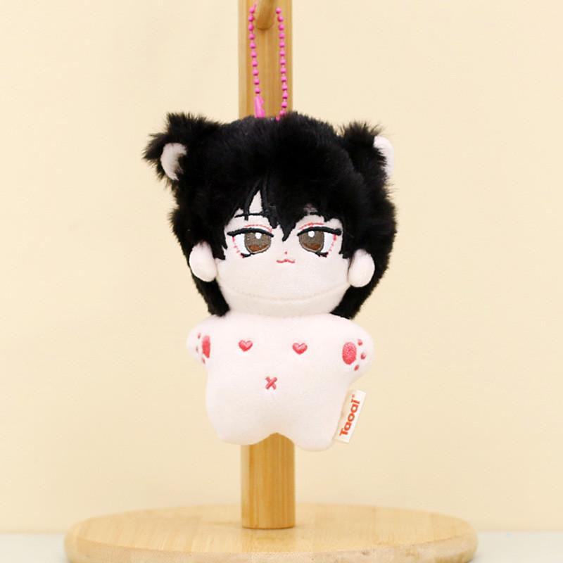 Charming 12cm Cotton Plush Doll Keychain Adorable Bag Decoration чёрный