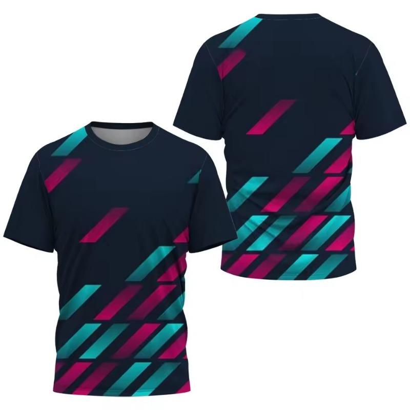 Fashion Gradient Stripe Print T Shirt for Men  Men's Clothes Summer Tops Casual Sports 3d T-Shirts