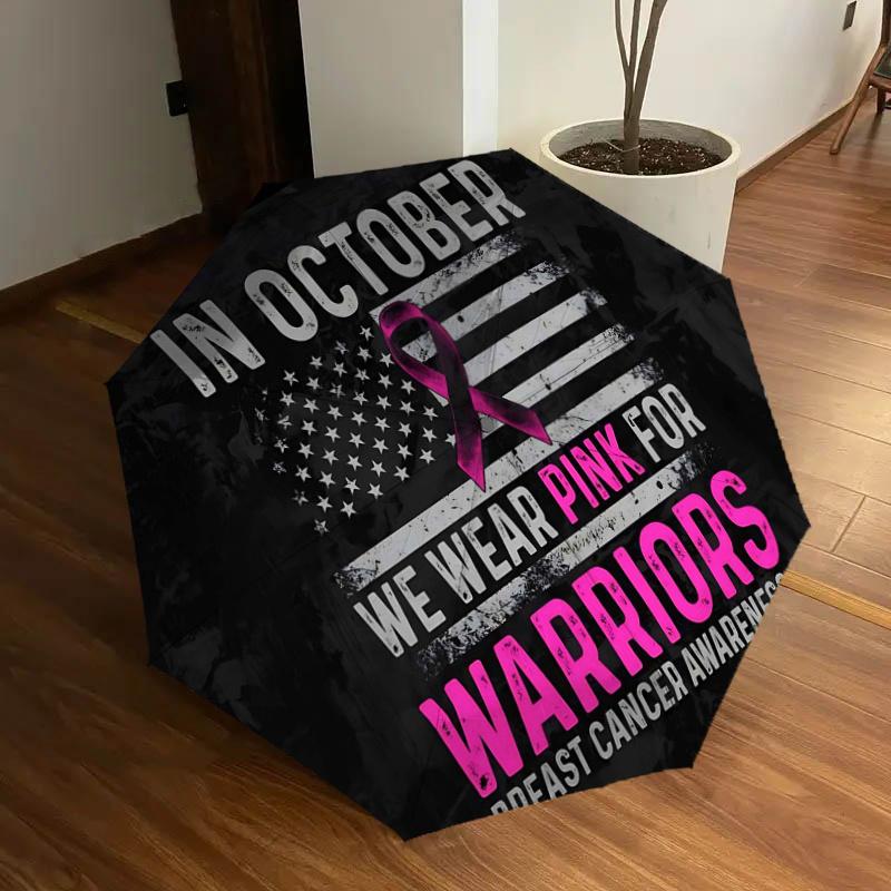 

Pink Ribbon Breast Cancer Awareness Umbrella - Automatic Opening/Closing, Portable Folding Design, 8-Bone Iron Frame, Outdoor, Perfect Gift