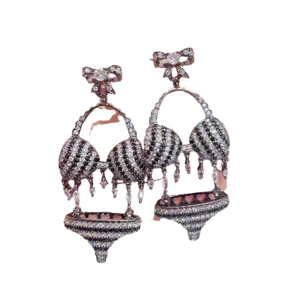 Bikini Panties Creative Butterfly Earrings Slightly Inlaid Zircon Personalized Popular Jewelry