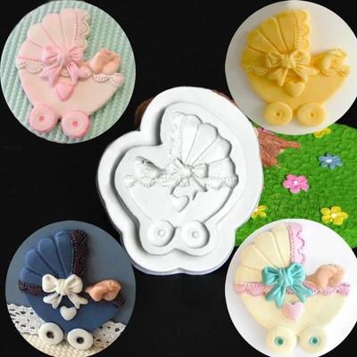 1 Pc Lovely Baby Carriage Silicone Mold Fondant Cake Molds Baking Tools Cupcake Candy Clay Cake Decor Pastry Making  Accessories