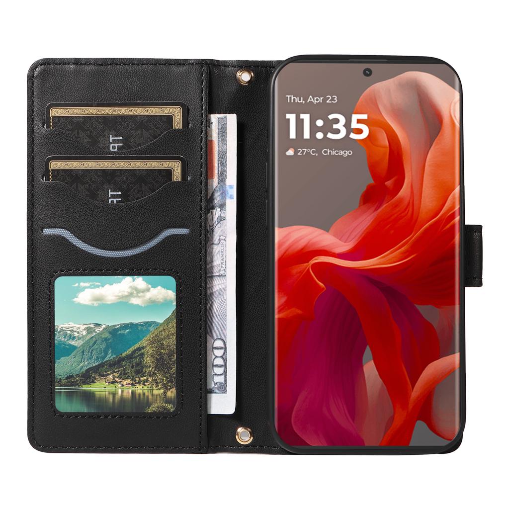 For Motorola Moto G85 5G/ S50 Neo 5G Case Wallet Rhombus Leather Phone Cover with Shoulder Strap,Wrist Strap