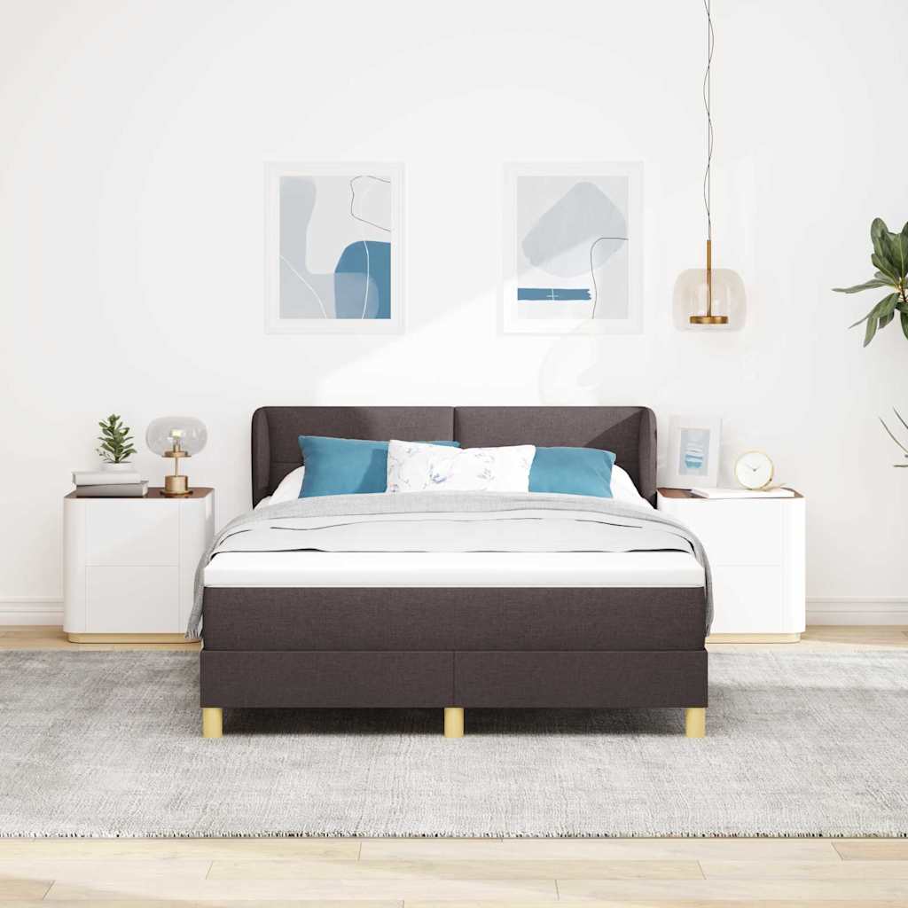 Box Spring Bed with Mattress Dark Brown 140 x 200 cm Fabric