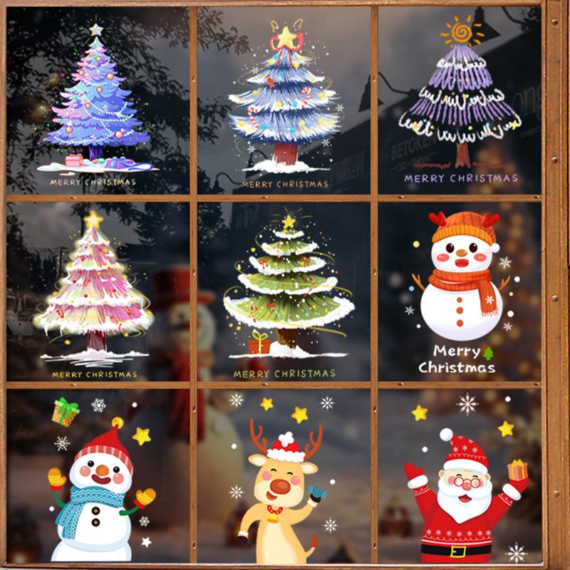 Vánoční stromek, Festivalové dekorace, Aranžmá scény, Elektrostatické skleněné dveře, Okenní dekorace a Atmosférické samolepky