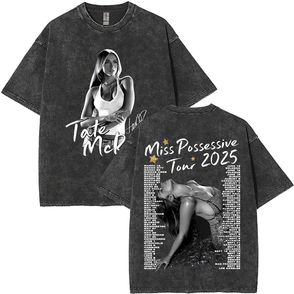 Washed Vintage Tate McRae So Close To What Concert Tshirt Miss Possessive T Shirts Men Women Fashion Oversized Tshirts
