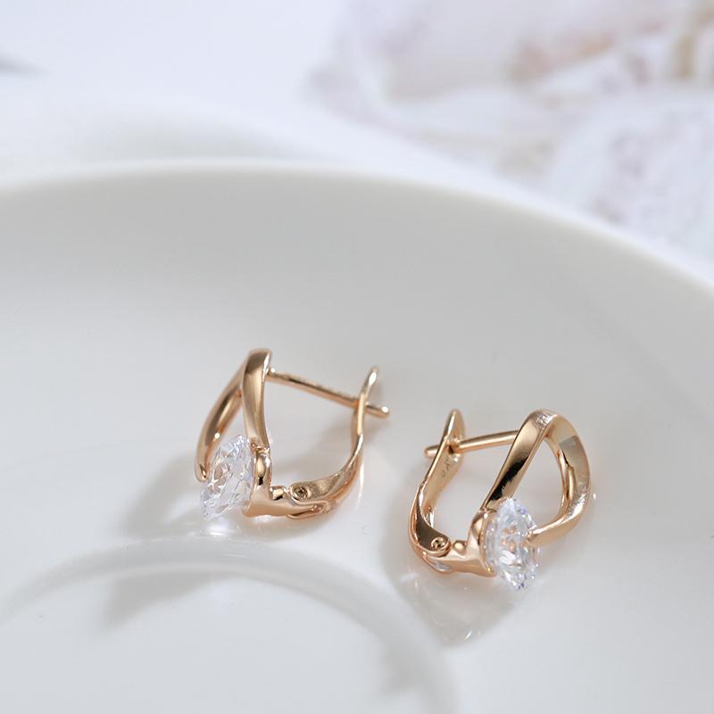 Trend Personality Shiny  Rose Gold Earrings Simple Sexy Korean Party Black Natural Zircon Earrings Fashion Lady Earring