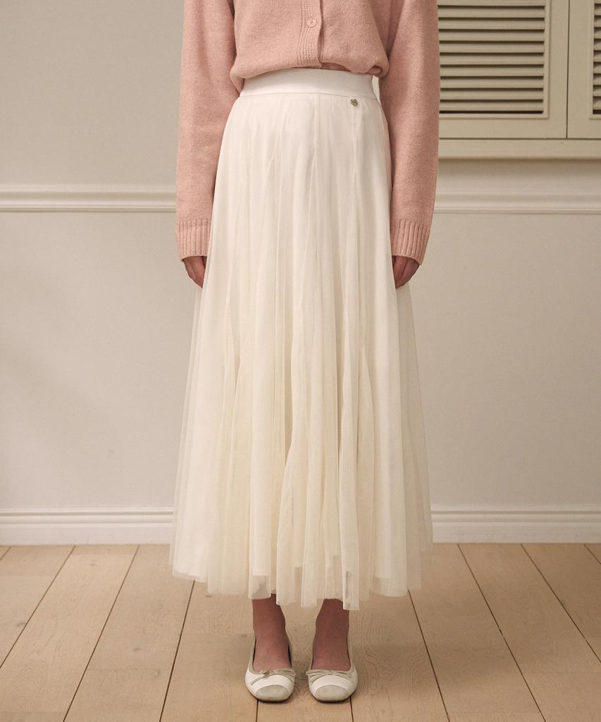 MICANE Chamomile Banding Tulle Long Skirt